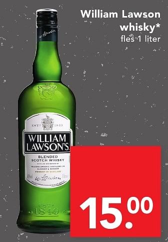 Aanbiedingen William lawson whisky - William Lawson's - Geldig van 16/10/2016 tot 22/10/2016 bij Deen Supermarkten