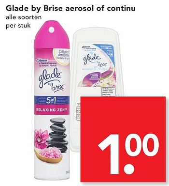 Aanbiedingen Glade by brise aerosol of continu - Glade - Geldig van 16/10/2016 tot 22/10/2016 bij Deen Supermarkten