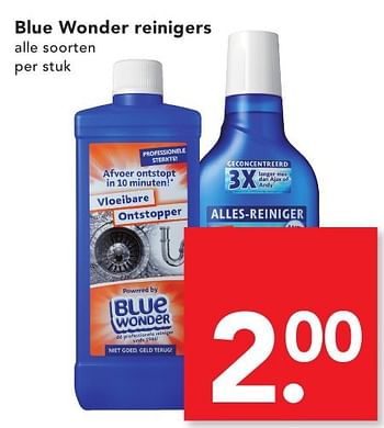 Aanbiedingen Blue wonder reinigers - Blue Wonder - Geldig van 16/10/2016 tot 22/10/2016 bij Deen Supermarkten