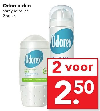 Aanbiedingen Odorex deo spray of roller - Odorex - Geldig van 16/10/2016 tot 22/10/2016 bij Deen Supermarkten