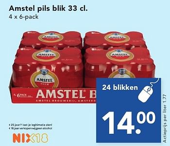 Aanbiedingen Amstel pils blik - Amstel - Geldig van 16/10/2016 tot 22/10/2016 bij Deen Supermarkten