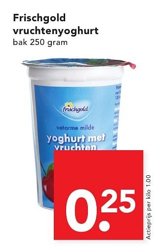 Aanbiedingen Frischgold vruchtenyoghurt - Frischgold - Geldig van 16/10/2016 tot 22/10/2016 bij Deen Supermarkten