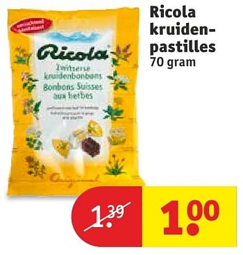 Aanbiedingen Ricola kruiden­ pastilles - Ricola - Geldig van 11/10/2016 tot 23/10/2016 bij Kruidvat