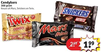 Aanbiedingen Candybars mars, snickers en twix - Mars Snacks - Geldig van 11/10/2016 tot 23/10/2016 bij Kruidvat