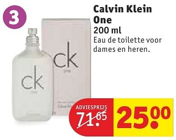 Aanbiedingen Calvin klein one eau de toilette voor dames en heren - Calvin Klein - Geldig van 11/10/2016 tot 23/10/2016 bij Kruidvat