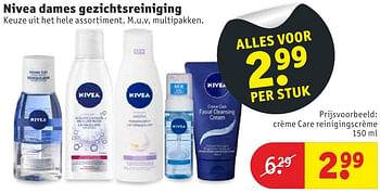 Aanbiedingen Nivea dames gezichtsreiniging crème care reinigingscrème - Nivea - Geldig van 11/10/2016 tot 23/10/2016 bij Kruidvat