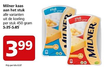 Aanbiedingen Milner kaas aan het stuk - Milner - Geldig van 17/10/2016 tot 23/10/2016 bij Jan Linders