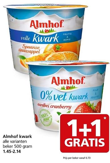 Aanbiedingen Almhof kwark - Almhof - Geldig van 17/10/2016 tot 23/10/2016 bij Jan Linders