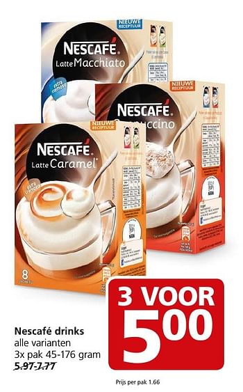 Aanbiedingen Nescafé drinks - Nescafe - Geldig van 17/10/2016 tot 23/10/2016 bij Jan Linders