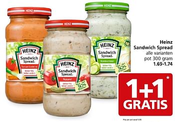 Aanbiedingen Heinz sandwich spread - Heinz - Geldig van 17/10/2016 tot 23/10/2016 bij Jan Linders