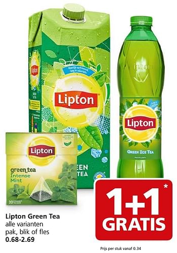 Aanbiedingen Lipton green tea - Lipton - Geldig van 17/10/2016 tot 23/10/2016 bij Jan Linders