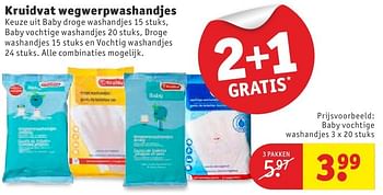 Aanbiedingen Kruidvat wegwerpwashandjes - Huismerk - Kruidvat - Geldig van 11/10/2016 tot 23/10/2016 bij Kruidvat