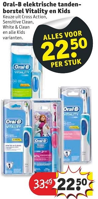 Aanbiedingen Oral-b elektrische tandenborstel vitality en kids - Oral-B - Geldig van 11/10/2016 tot 23/10/2016 bij Kruidvat