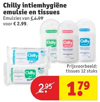 Aanbiedingen Chilly intiemhygiëne emulsie en tissues - Chilly - Geldig van 11/10/2016 tot 23/10/2016 bij Kruidvat