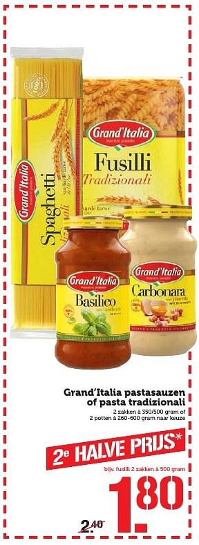 Aanbiedingen Grand`italia pastasauzen of pasta tradizionali - grand’italia - Geldig van 17/10/2016 tot 23/10/2016 bij Coop