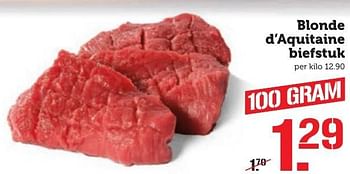 Aanbiedingen Blonde d`aquitaine biefstuk - Huismerk - Coop - Geldig van 17/10/2016 tot 23/10/2016 bij Coop