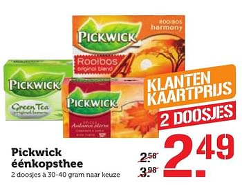 Aanbiedingen Pickwick éénkopsthee - Pickwick - Geldig van 17/10/2016 tot 23/10/2016 bij Coop