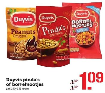 Aanbiedingen Duyvis pinda`s of borrelnootjes - Duyvis - Geldig van 17/10/2016 tot 23/10/2016 bij Coop