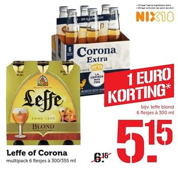 Aanbiedingen Leffe of corona - Corona - Geldig van 17/10/2016 tot 23/10/2016 bij Coop