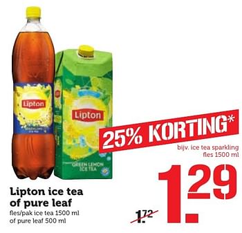 Aanbiedingen Lipton ice tea of pure leaf - Lipton - Geldig van 17/10/2016 tot 23/10/2016 bij Coop