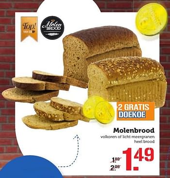 Aanbiedingen Molenbrood volkoren of licht meergranen heel brood - Molenbrood - Geldig van 17/10/2016 tot 23/10/2016 bij Coop