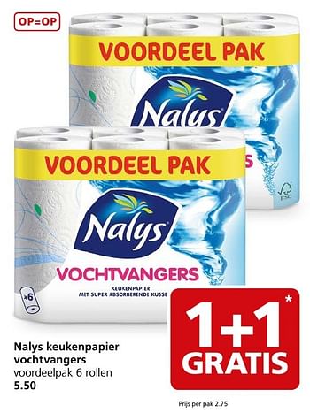 Aanbiedingen Nalys keukenpapier vochtvangers - Nalys - Geldig van 17/10/2016 tot 23/10/2016 bij Jan Linders