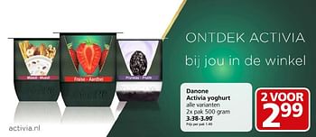 Aanbiedingen Danone activia yoghurt - Danone - Geldig van 17/10/2016 tot 23/10/2016 bij Jan Linders