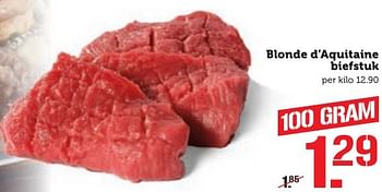 Aanbiedingen Blonde d`aquitaine biefstuk - Huismerk - Coop - Geldig van 17/10/2016 tot 23/10/2016 bij Coop