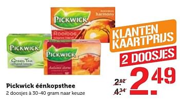 Aanbiedingen Pickwick éénkopsthee - Pickwick - Geldig van 17/10/2016 tot 23/10/2016 bij Coop