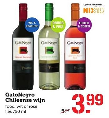 Aanbiedingen Gatonegro chileense wijn - Rode wijnen - Geldig van 17/10/2016 tot 23/10/2016 bij Coop