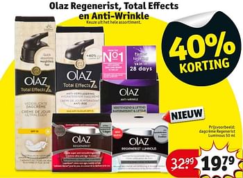 Aanbiedingen Olaz dagcrème regenerist luminous - Olaz - Geldig van 18/10/2016 tot 23/10/2016 bij Kruidvat
