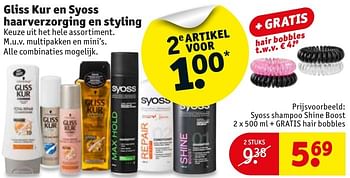 Aanbiedingen Gliss kur en syoss shampoo shine boost - Schwartzkopf - Geldig van 18/10/2016 tot 23/10/2016 bij Kruidvat
