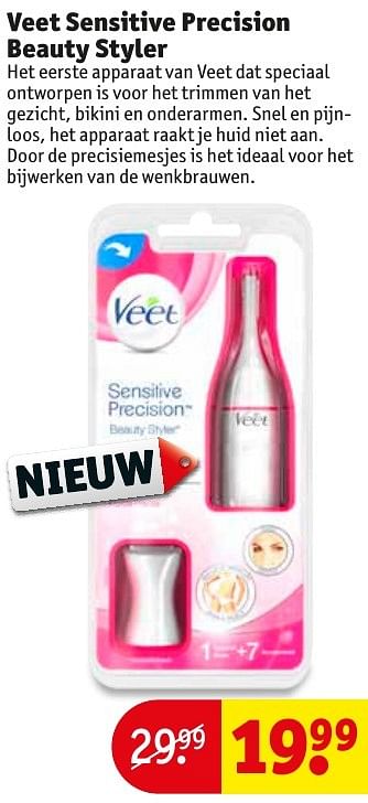 Aanbiedingen Veet sensitive precision beauty styler - Veet - Geldig van 18/10/2016 tot 23/10/2016 bij Kruidvat