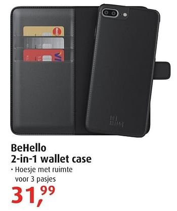 Aanbiedingen Behello 2-in-1 wallet case - BeHello - Geldig van 17/10/2016 tot 30/10/2016 bij Belcompany