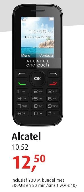 Aanbiedingen Alcatel 10.52 - Alcatel - Geldig van 17/10/2016 tot 30/10/2016 bij Belcompany