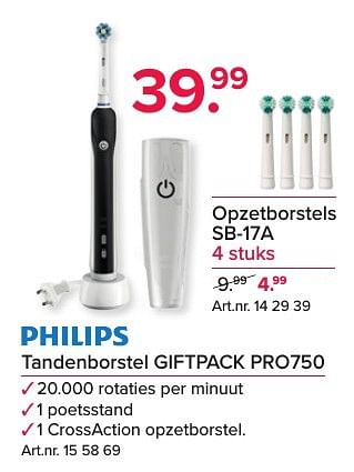 Aanbiedingen Philips tandenborstel giftpack pro750 - Philips - Geldig van 17/10/2016 tot 30/10/2016 bij Kijkshop