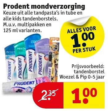 Aanbiedingen Prodent tandenborstel woezel + pip - Prodent - Geldig van 18/10/2016 tot 23/10/2016 bij Kruidvat