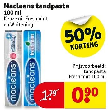Aanbiedingen Macleans tandpasta freshmint - Macleans - Geldig van 18/10/2016 tot 23/10/2016 bij Kruidvat