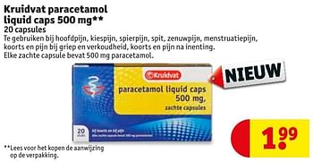 Aanbiedingen Kruidvat paracetamol liquid caps 500 mg - Huismerk - Kruidvat - Geldig van 18/10/2016 tot 23/10/2016 bij Kruidvat