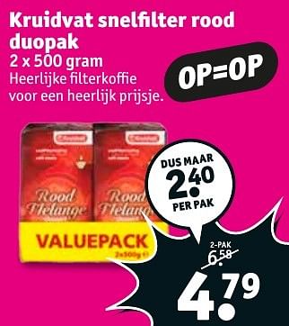 Aanbiedingen Kruidvat snelfilter rood duopak - Huismerk - Kruidvat - Geldig van 18/10/2016 tot 23/10/2016 bij Kruidvat