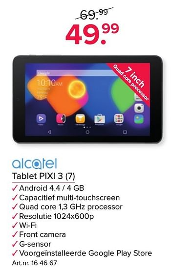Aanbiedingen Alcatel tablet pixi 3 - Alcatel - Geldig van 17/10/2016 tot 30/10/2016 bij Kijkshop