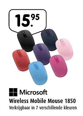Aanbiedingen Wireless mobile mouse 1850 - Microsoft - Geldig van 03/10/2016 tot 23/10/2016 bij Digitotaal