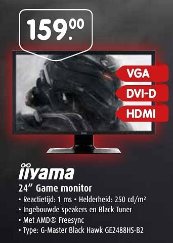 Aanbiedingen Iiyama 24 game monitor - Iiyama - Geldig van 03/10/2016 tot 23/10/2016 bij Digitotaal