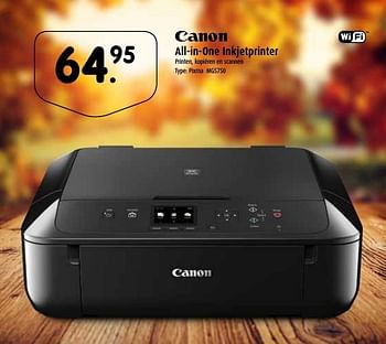 Aanbiedingen Canon all-in-one inkjetprinter - Canon - Geldig van 03/10/2016 tot 23/10/2016 bij Digitotaal