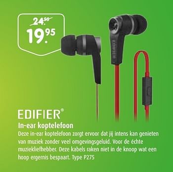 Aanbiedingen Edifier in-ear koptelefoon - Edifier - Geldig van 03/10/2016 tot 23/10/2016 bij Digitotaal