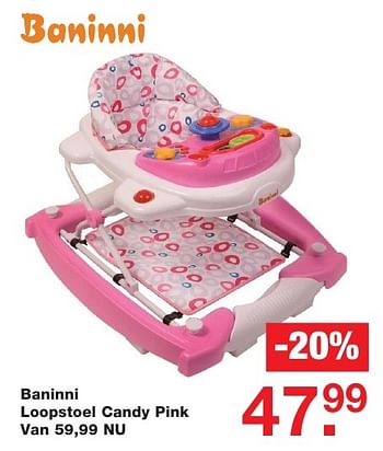 Aanbiedingen Baninni loopstoel candy pink - Baninni - Geldig van 03/10/2016 tot 23/10/2016 bij Baby & Tiener Megastore