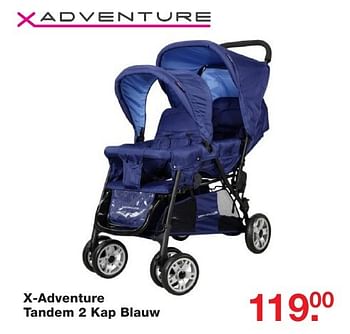 Aanbiedingen X-adventure tandem 2 kap blauw - Xadventure - Geldig van 03/10/2016 tot 23/10/2016 bij Baby & Tiener Megastore