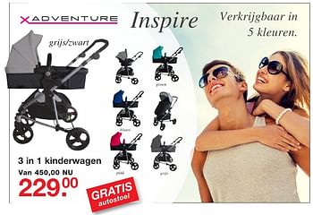Aanbiedingen 3 in 1 kinderwagen - Xadventure - Geldig van 03/10/2016 tot 23/10/2016 bij Baby & Tiener Megastore