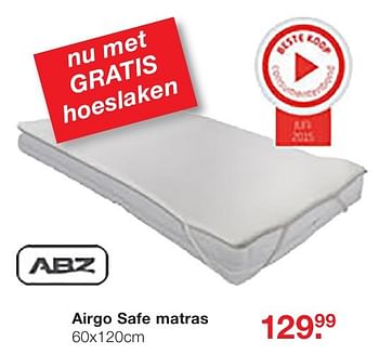 Aanbiedingen Airgo safe matras - ABZ - Geldig van 03/10/2016 tot 23/10/2016 bij Baby & Tiener Megastore