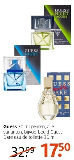 Aanbiedingen Guess guess dare eau de toilette - Guess - Geldig van 10/10/2016 tot 23/10/2016 bij Etos